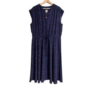 Anne Klein  Gauguin / Cordovan Print Midi Dress XL NWT